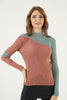 Women's Contrast Detail Knitted High Neck Light Sweater by Memnu - MEWS676