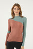 Women's Contrast Detail Knitted High Neck Light Sweater by Memnu - MEWS676