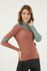 Women's Contrast Detail Knitted High Neck Light Sweater by Memnu - MEWS676