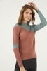 Women's Contrast Detail Knitted High Neck Light Sweater by Memnu - MEWS676