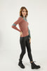 Women's Contrast Detail Knitted High Neck Light Sweater by Memnu - MEWS676