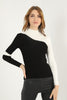 Women's Contrast Detail Knitted High Neck Light Sweater by Memnu - MEWS678