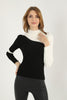 Women's Contrast Detail Knitted High Neck Light Sweater by Memnu - MEWS678