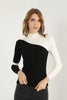 Women's Contrast Detail Knitted High Neck Light Sweater by Memnu - MEWS678