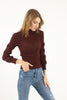 Women's Puff Detail Knitted High Neck Light Sweater by Memnu - MEWS686