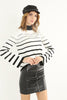 Women's Striped Knitted High Neck Light Sweater by Memnu - MEWS688