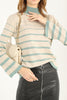 Women's Striped Knitted High Neck Light Sweater by Memnu - MEWS693