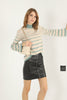 Women's Striped Knitted High Neck Light Sweater by Memnu - MEWS693