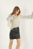 Women's Striped Knitted High Neck Light Sweater by Memnu - MEWS693