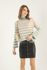 Women's Striped Knitted High Neck Light Sweater by Memnu - MEWS693