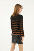 Women's Striped Knitted High Neck Light Sweater by Memnu - MEWS691