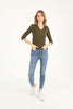 Women's V-Neck Dip Hem Light Sweater by Memnu - MEWS694