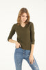 Women's V-Neck Dip Hem Light Sweater by Memnu - MEWS694