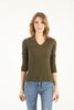 Women's V-Neck Dip Hem Light Sweater by Memnu - MEWS694