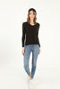 Women's V-Neck Dip Hem Light Sweater by Memnu - MEWS697