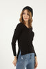 Women's V-Neck Dip Hem Light Sweater by Memnu - MEWS697