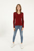 Women's V-Neck Dip Hem Light Sweater by Memnu - MEWS698