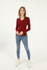 Women's V-Neck Dip Hem Light Sweater by Memnu - MEWS698