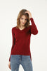 Women's V-Neck Dip Hem Light Sweater by Memnu - MEWS698