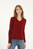 Women's V-Neck Dip Hem Light Sweater by Memnu - MEWS698