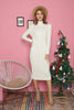 Womens Knitted Cable Knit Pattern High Neck Dress MEWKND337