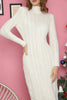 Womens Knitted Cable Knit Pattern High Neck Dress MEWKND337