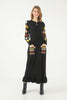 Womens Knitted Color Block Pattern Tie Neck Dress MEWKND347