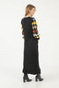 Womens Knitted Color Block Pattern Tie Neck Dress MEWKND347