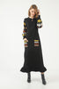 Womens Knitted Color Block Pattern Tie Neck Dress MEWKND347