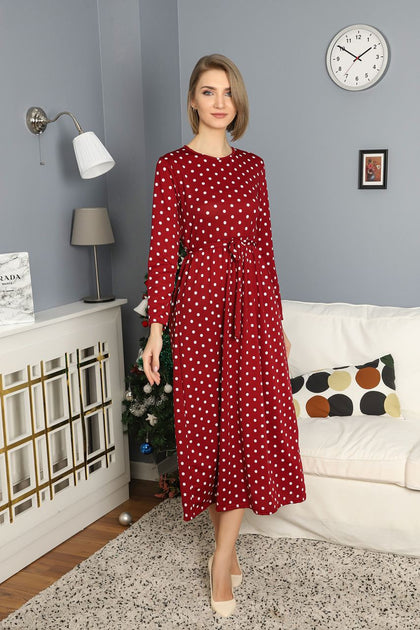 Women's Polka Dot Printed Maxi Dress - MWMSD130