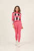 Womens 2 Piece Knitted Contrast Pattern Knit Co Ord Set WTWCD575