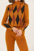 Womens 2 Piece Knitted Contrast Pattern Knit Co Ord Set WTWCD581