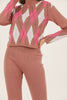 Womens 2 Piece Knitted Contrast Pattern Knit Co Ord Set WTWCD580