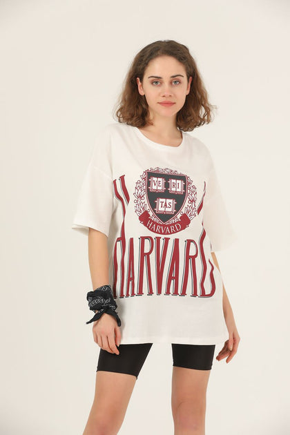 Women's Oversized Printed Detail Cotton T-Shirt MEPST400