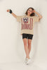 Women's Oversized Printed Detail Cotton T-Shirt MEPST401