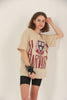 Women's Oversized Printed Detail Cotton T-Shirt MEPST401