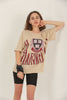 Women's Oversized Printed Detail Cotton T-Shirt MEPST401