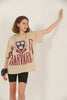 Women's Oversized Printed Detail Cotton T-Shirt MEPST401