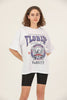 Women's Oversized Printed Detail Cotton T-Shirt MEPST406