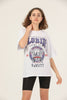 Women's Oversized Printed Detail Cotton T-Shirt MEPST406