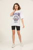 Women's Oversized Printed Detail Cotton T-Shirt MEPST406