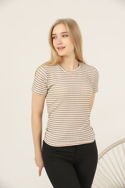 Women's Textured Detail Cotton T-Shirt MEPST464