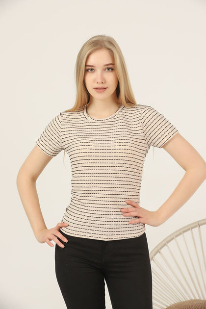 Women's Textured Detail Cotton T-Shirt MEPST464