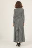 Women's Houndstooth Print Printed Maxi Dress - MWMSD135