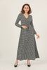 Women's Houndstooth Print Printed Maxi Dress - MWMSD135