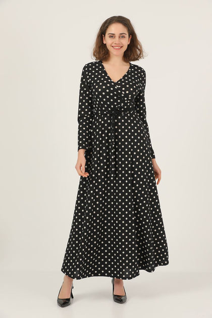 Women's Polka Dot Print Printed Maxi Dress - MWMSD136