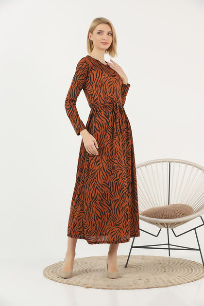 Women's Animal Print Printed Maxi Dress - MWMSD145