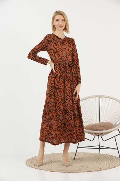 Women's Animal Print Printed Maxi Dress - MWMSD145