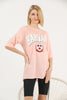 Women's Oversized Printed Detail Cotton T-Shirt MEPST496