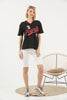 Women's Oversized Printed Detail Cotton T-Shirt MEPST485